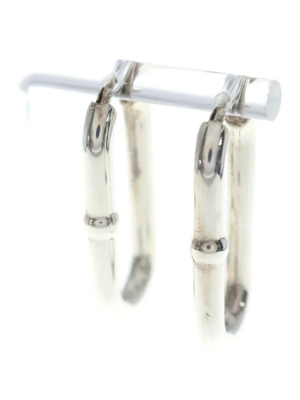 Bottega Veneta Oval Chain Hoop Earrings Silver